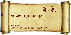 Mihályi Helga névjegykártya